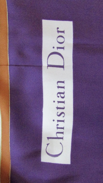 CHRISTIAN DIOR 70s Purple Diamond Print Silk Scarf, Made in France