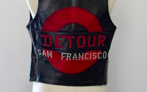 DETOUR SAN FRANCISCO 90s Leather Studded Vest, Mens Size Small