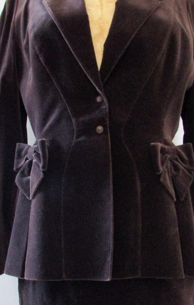 THIERRY MUGLER 80s Brown Velvet Tuxedo Suit, Size Medium