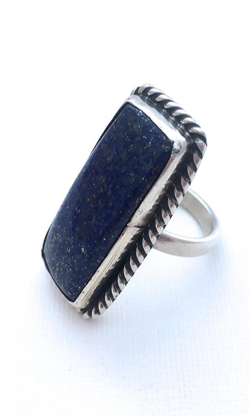 FEELING BLUE Chimney Butte Sterling Silver & Denim Lapis Lazuli Ring, Sz 8