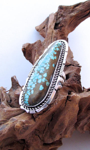 SUPER SIZE ME Navajo Silver and Turquoise Ring, Sz 13 1/2