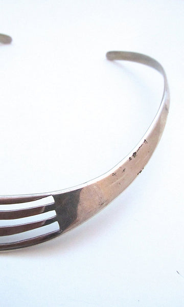 THE MODERNIST 70s Mexican Taxco Rae Silver Necklace, Collar Choker Cuff