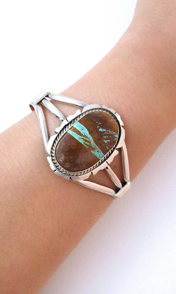 ROMANCING THE STONE Sterling Silver & Boulder Turquoise Cuff