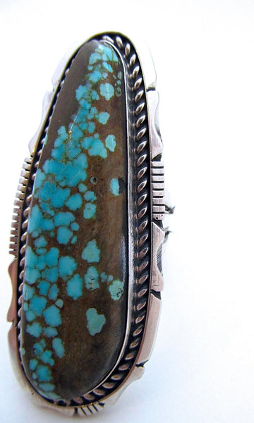 SUPER SIZE ME Navajo Silver and Turquoise Ring, Sz 13 1/2