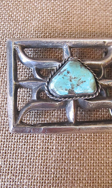 BUCKLE UP Nickel Silver & Turquoise Dyed Howlite Large Belt Buckle