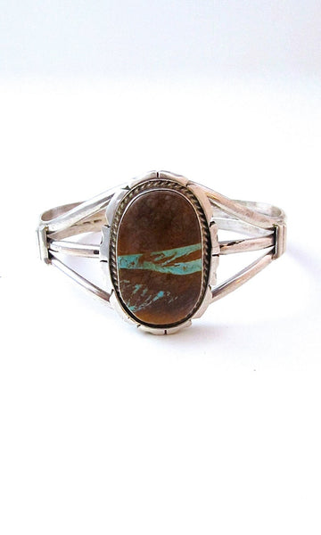 ROMANCING THE STONE Sterling Silver & Boulder Turquoise Cuff