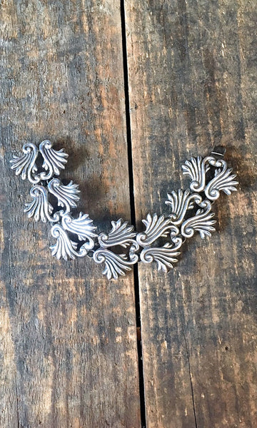 OLD MEXICO 1950s Mexican Sterling Silver Fern Design Link Bracelet