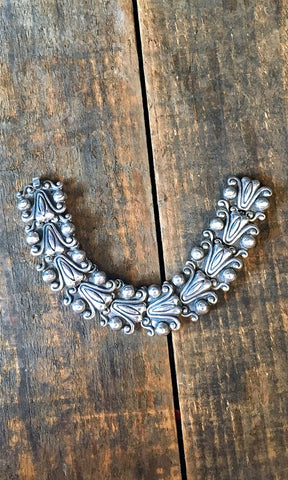 SILVER STRIKE 1950s Mexican Sterling Silver Aztec Pre Columbian Bracelet