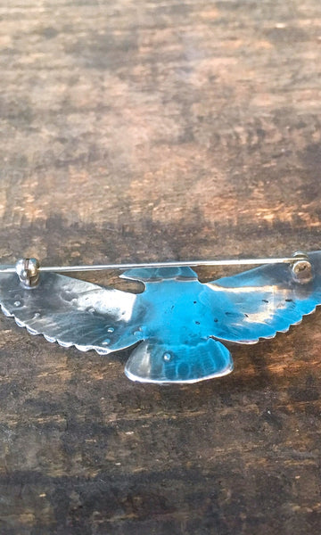 FRED HARVEY ERA 1940s Silver and Turquoise Thunderbird Pin