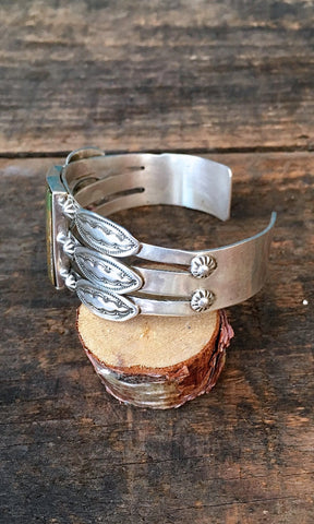 RAY ADAKAI Vintage Silver & Green Turquoise Cuff