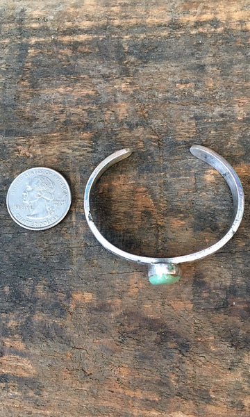 SMALL N STURDY Vintage Silver and Green Turquoise Cuff