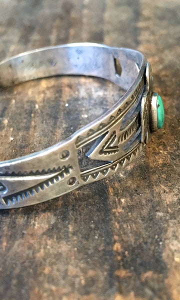 FRED HARVEY ERA 1940s Navajo Style Silver & Turquoise Arrow Thunderbird Bracelet