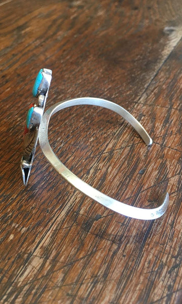 INDIAN SUMMER FB Sterling Silver, Spiny Oyster, and Turquoise Cuff