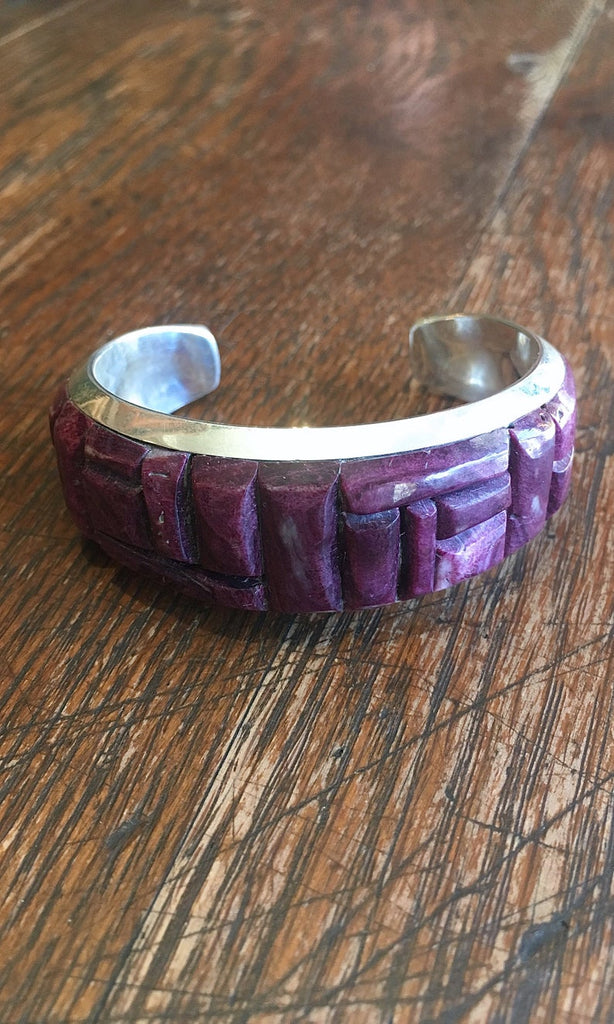 RGB Purple Spiny Oyster Silver Zuni Cuff