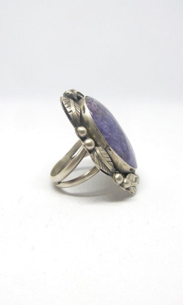 PURPLE REIGN Betta Lee Large Charoite & Sterling Silver Ring, Sz 10