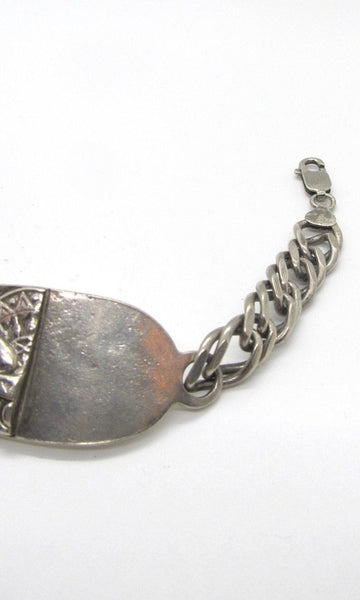 CHAIN REACTION Vintage Italian Sterling Silver Chain Link Sphinx Bracelet