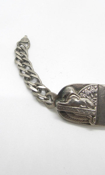 CHAIN REACTION Vintage Italian Sterling Silver Chain Link Sphinx Bracelet
