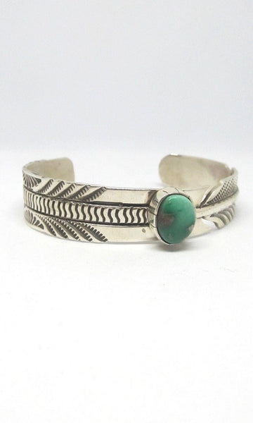 FEATHERED FRIEND Rick Enriquez Silver & Turquoise Navajo Cuff