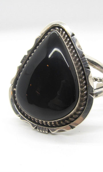 BLACK GOLD Navajo Sterling Silver and Onyx Cuff