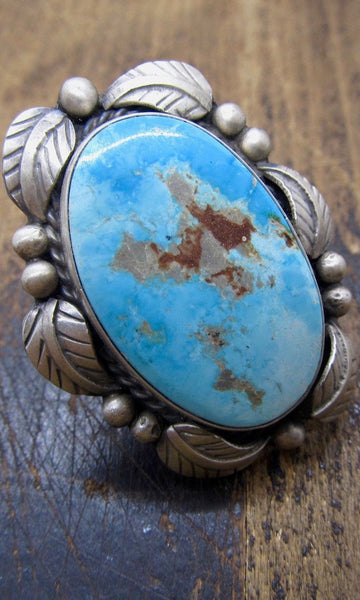 BETTA LEE Large Navajo Royston Turquoise and Silver Ring