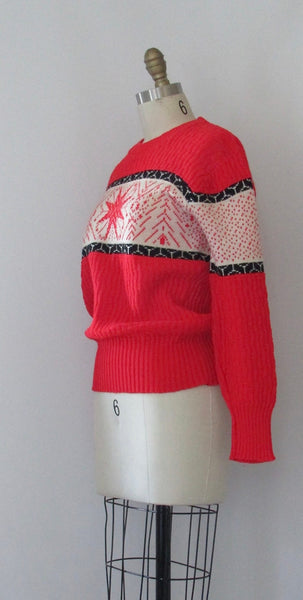 NEW YORK 1960s Sportswear Snowflake Pullover Sweater Top, Mens Small