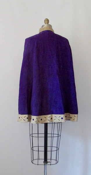 HOW SUEDE IT 1960s Purple Leather Poncho, Sz Small/Med