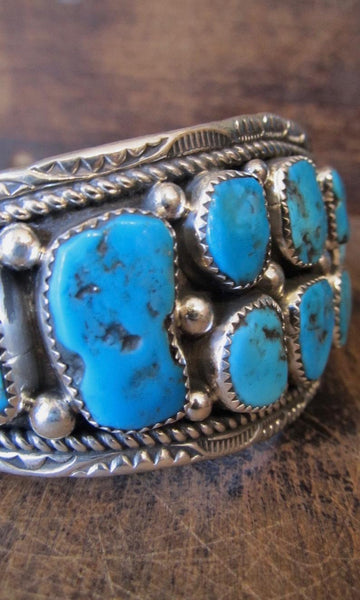 HEAVY METAL Navajo Turquoise Nugget and Sterling Silver Cuff