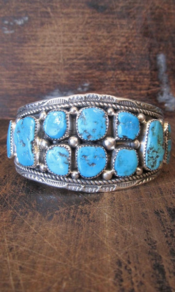 HEAVY METAL Navajo Turquoise Nugget and Sterling Silver Cuff