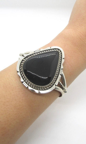BLACK GOLD Navajo Sterling Silver and Onyx Cuff