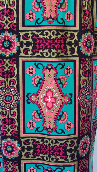 MARRAKESH EXPRESS 1960s Moroccan Style Floral Print Midi Skirt, Sz Small