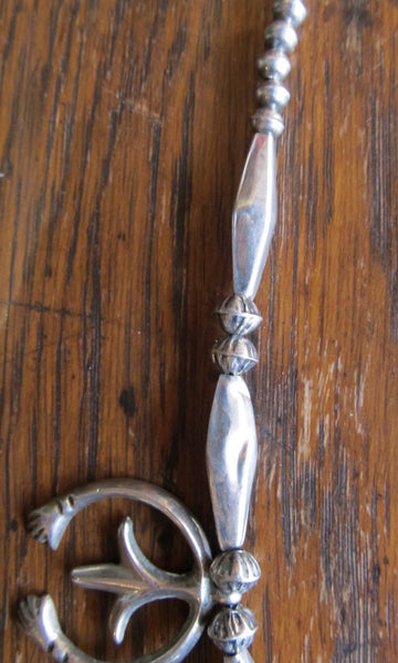 HANDS TOGETHER 1940s Sterling Silver Sandcast Squash Blossom with Hand Tips
