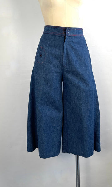 HAPPY LEGS 70s High Rise Denim Jean Culottes,  Size X Small
