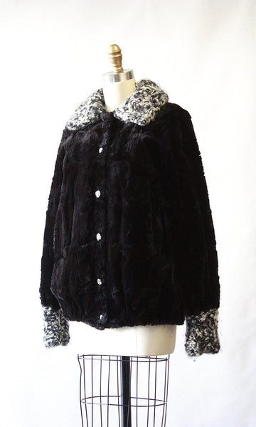 BONNIE CASHIN 1960's Black Fur Coat, Size Med