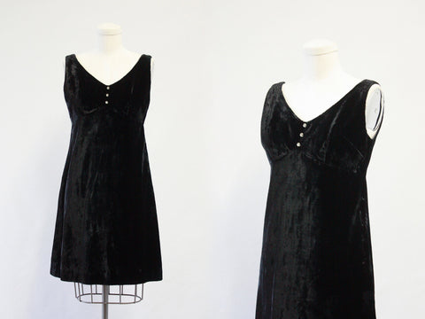 Vintage 60s Dress | 1960s Mini Cocktail Dress with Rhinestone Buttons by California Sophisticates | Hippie, Boho | Size Small
