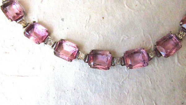 Vintage 1930s Lilac Glass Necklace | Glass Rhinestone Necklace | Art Deco, Cocktail, Historical, Gatsby, Downton Abbey