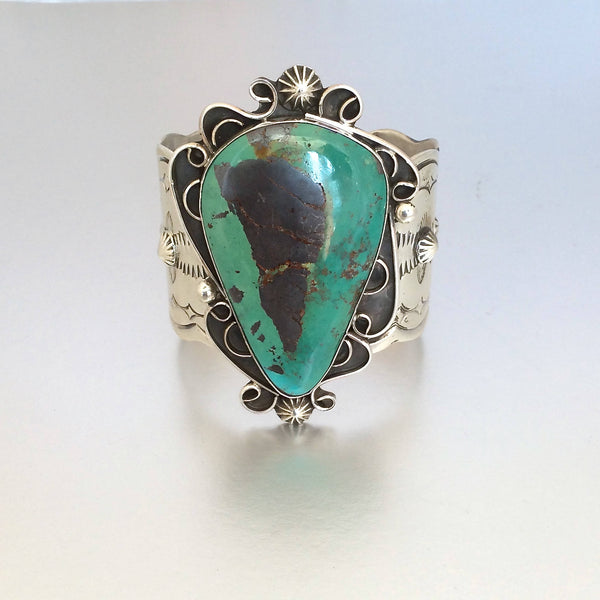 Huge CHIMNEY BUTTE Sterling Silver & Turquoise Cuff