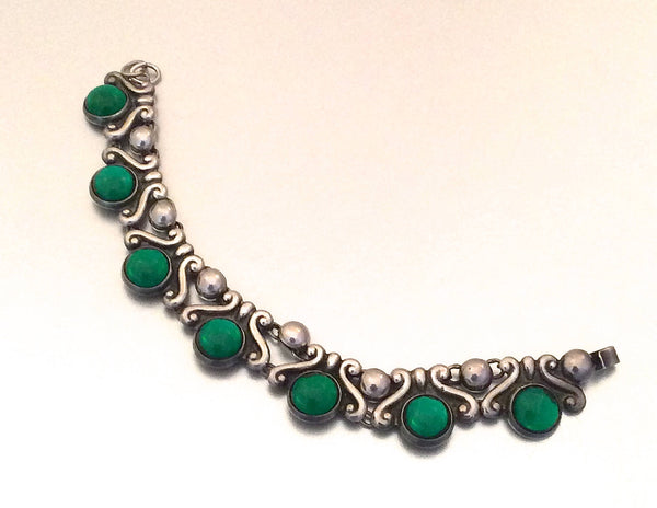 1950's Mexican Taxco Sterling Silver Link Bracelet by Lopez
