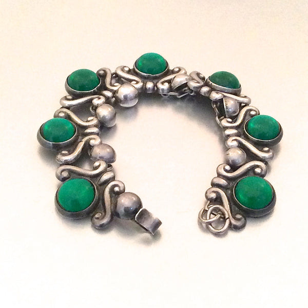 1950's Mexican Taxco Sterling Silver Link Bracelet by Lopez