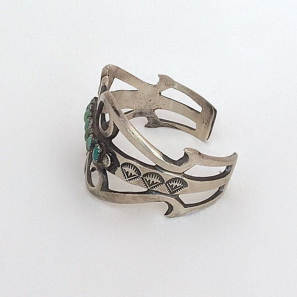 SOUTHWEST STUNNER Navajo Sterling Silver & Turquoise Cuff by Martha Cayatineto