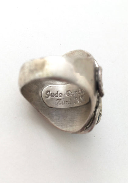 SNAKE CHARMER Zuni Silver Ring by Jude Candelaria, Sz 10