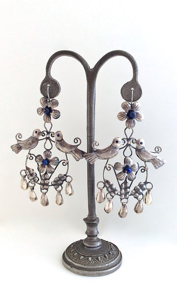 LOVEBIRDS Mexican Silver and Lapis Earrings