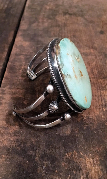ROUND HERE Large Royston Turquoise & Silver Cuff by Chimney Butte