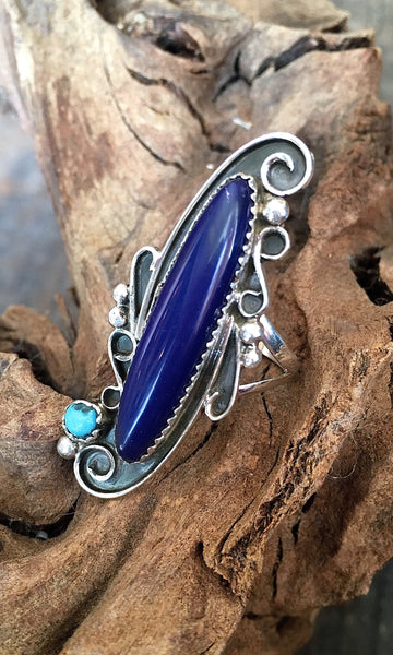 FEELING BLUE Silver & Lapis Lazuli & Turquoise Navajo Ring