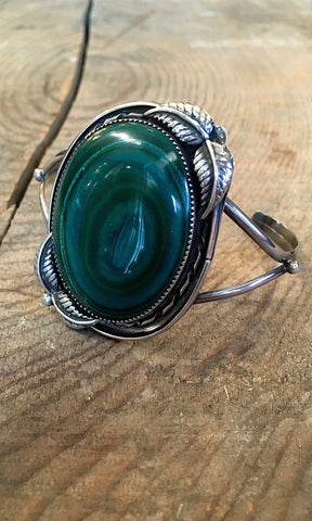 GOING GREEN 1970s Silver & Malachite Cuff