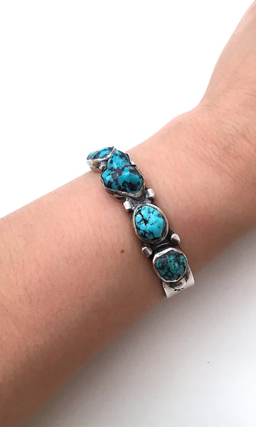 SOUTH BY SOUTHWEST Vintage Silver & Turquoise Nuggets Cuff