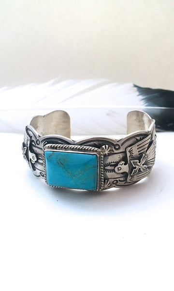 TURQUOISE ROCKS Turquoise & Sterling Navajo Cuff by Marcella James