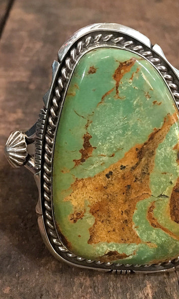 GREEN MACHINE Large Sterling Silver & Green Turquoise Navajo Cuff