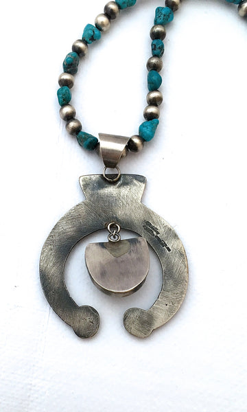 HI HO SILVER Navajo Naja Silver & Turquoise Necklace by Chimney Butte