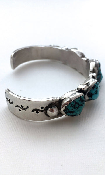 SOUTH BY SOUTHWEST Vintage Silver & Turquoise Nuggets Cuff