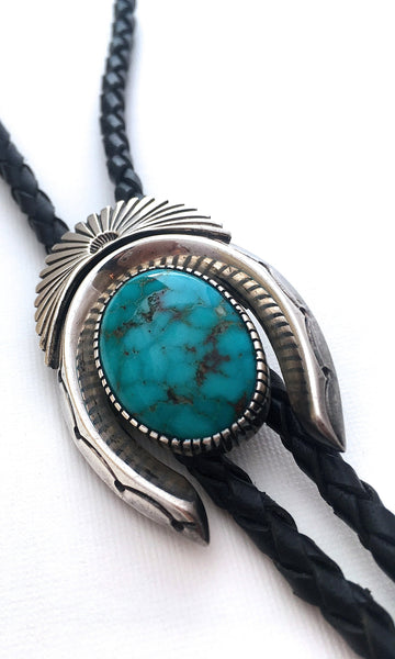 HORSE PLAY Vintage Navajo Silver and Turquoise Horseshoe Bolo Tie